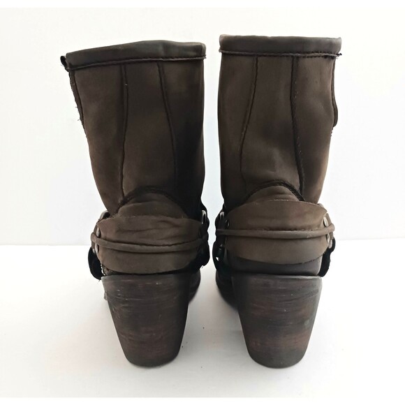 Independent Boot Co Brown Leather Moto Ankle Boot Harness Strap Made Mexico 6.5 - Picture 6 of 11